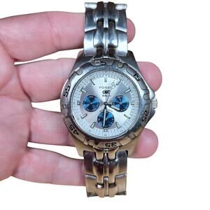 Fossil BQ-9165 3-Eye Multifunction Mens Stainless Steel 7" Watch Water Resistant